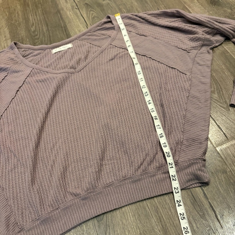 We The Free People Santa Clara V-neck Thermal Top S Oversized Gray Lavender Boho - Picture 9 of 9